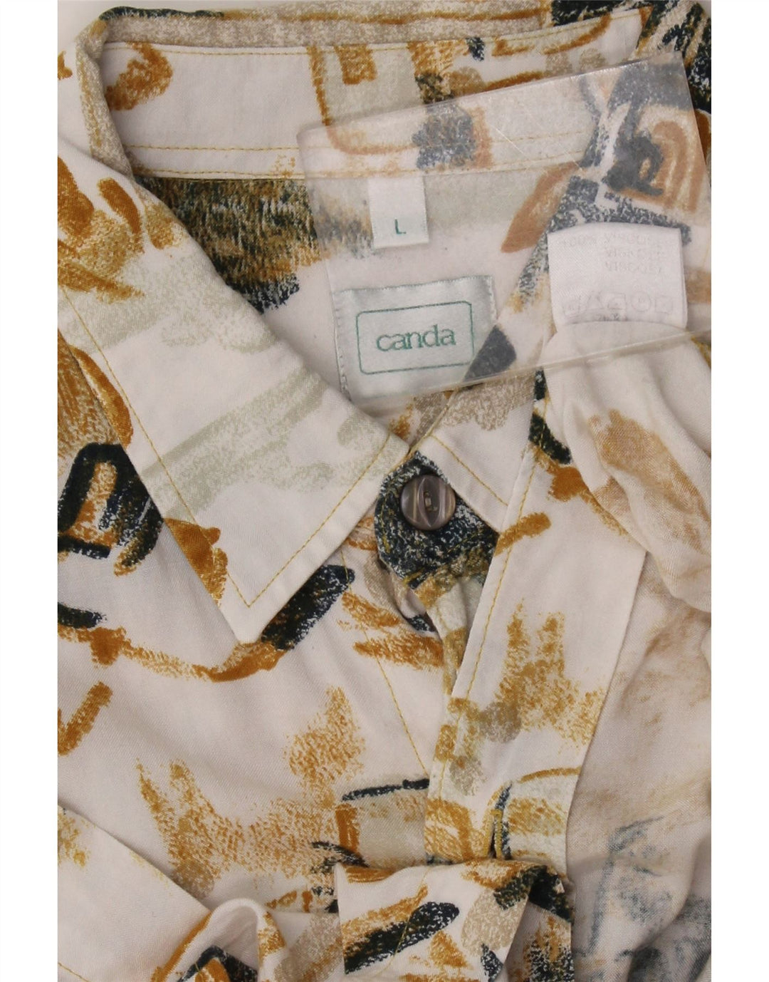 Canda Kortærmet Herreskjorte Stor flerfarvet Patchwork Viscose