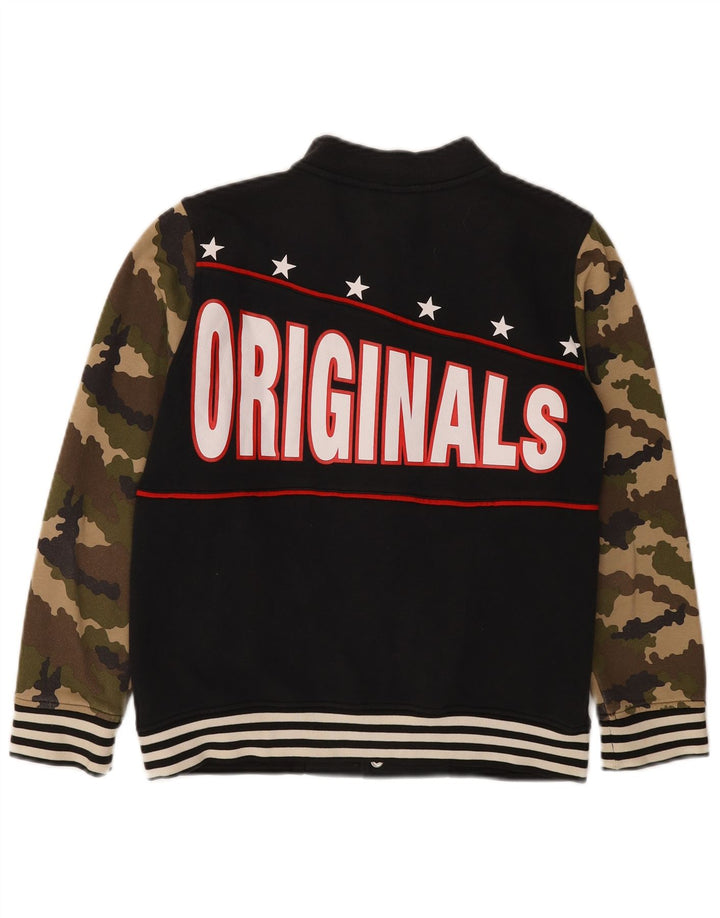 ADIDAS Boys Graphic Varsity Jacket 11-12 Years Black Camouflage Cotton