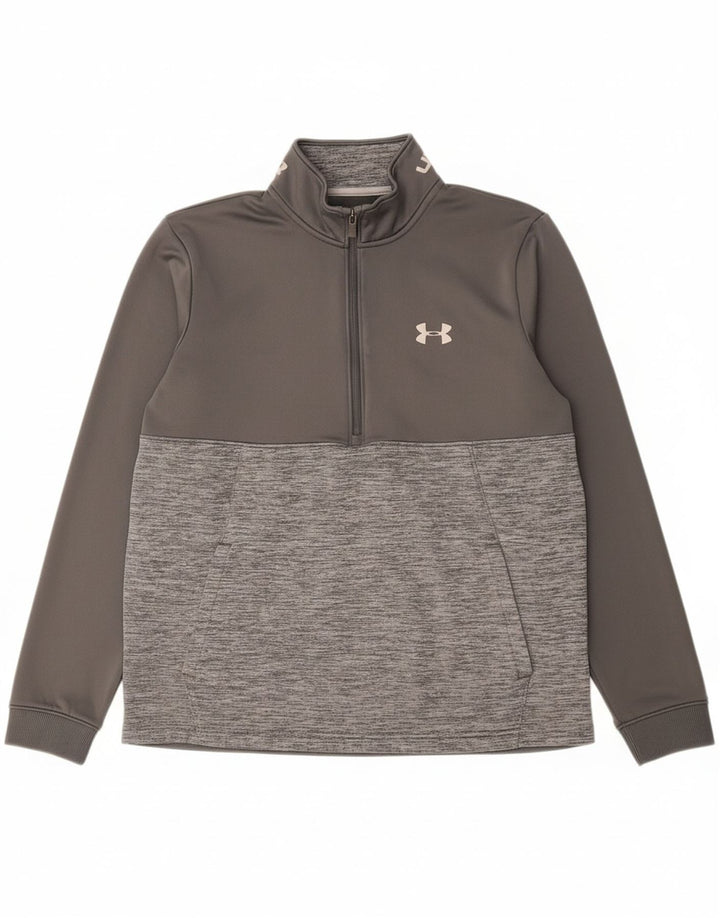 UNDER ARMOUR Mens Cold Gear Sweatshirt Jumper Medium Grey Colourblock