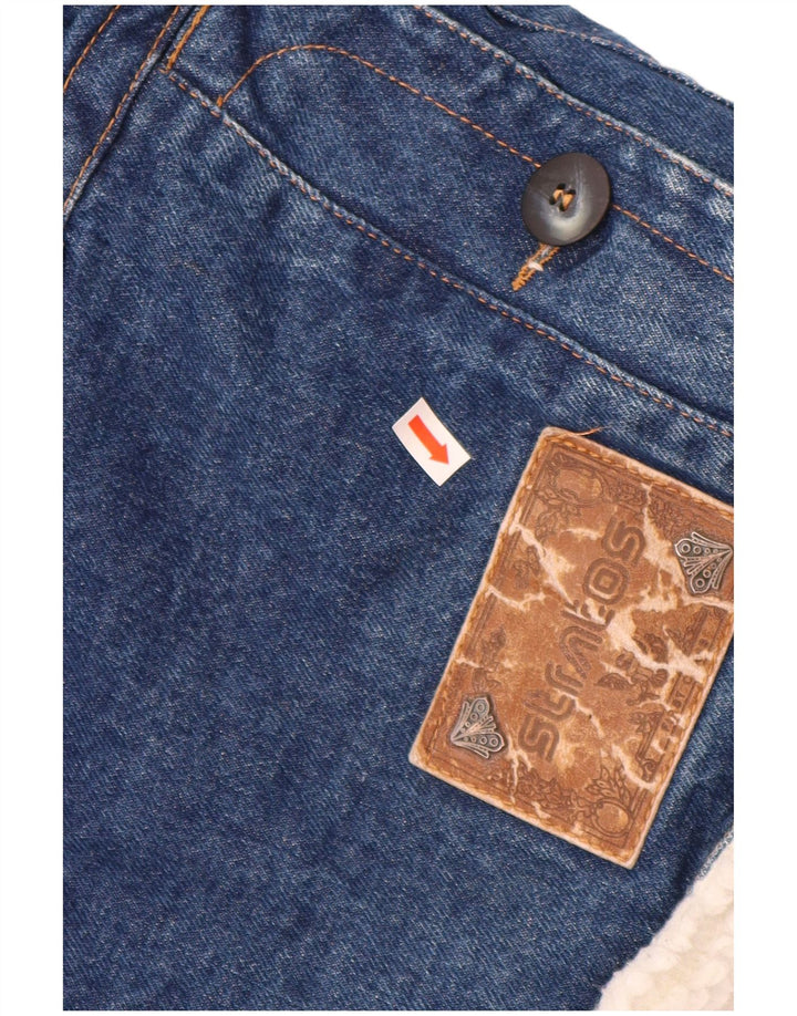 STRATOS Herre Denim Sherpa Jacket UK 42 XL Blå Bomuld