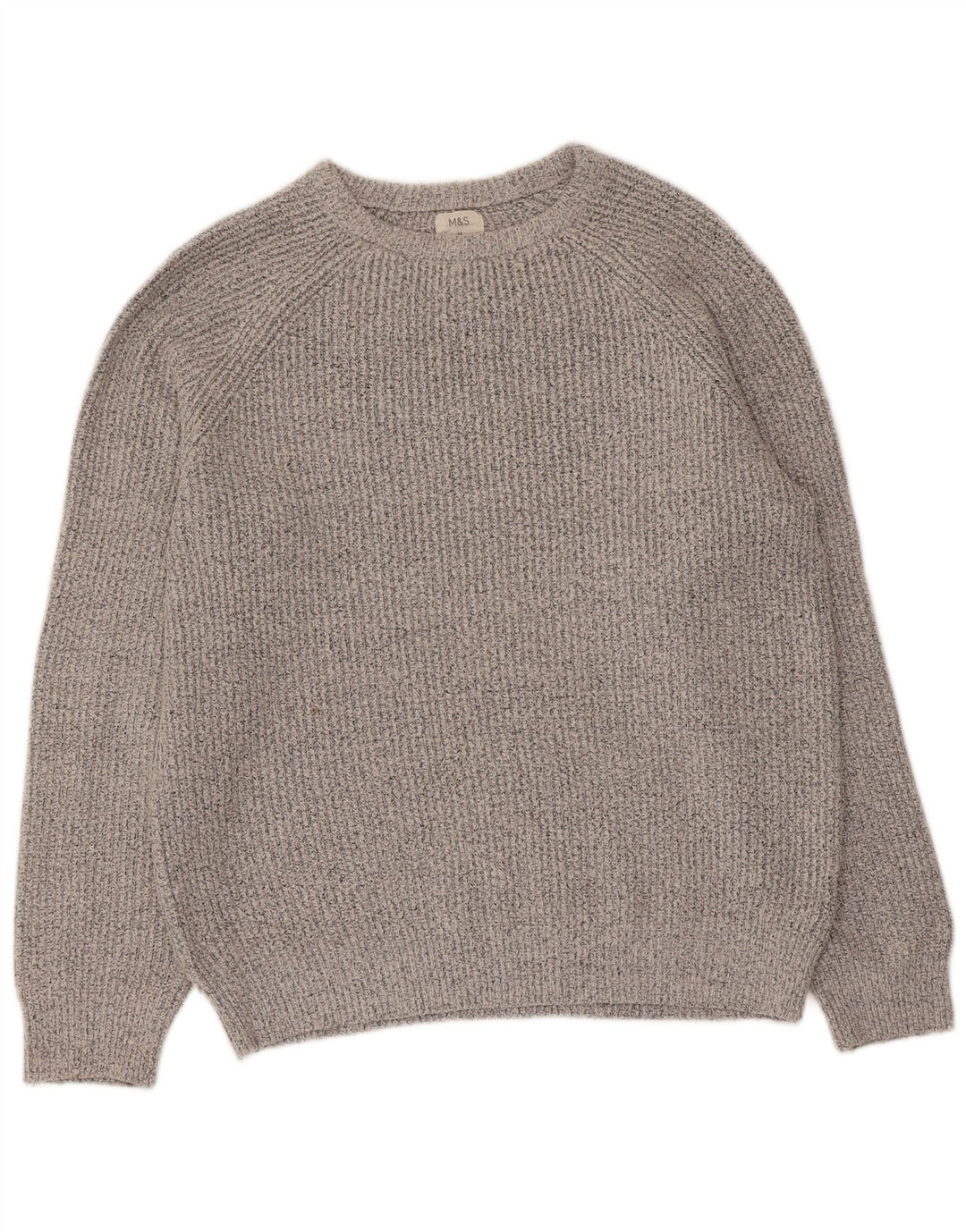 Marks & Spencer Herre Boat Neck Jumper Sweater Medium Grey Flecked Polyamid
