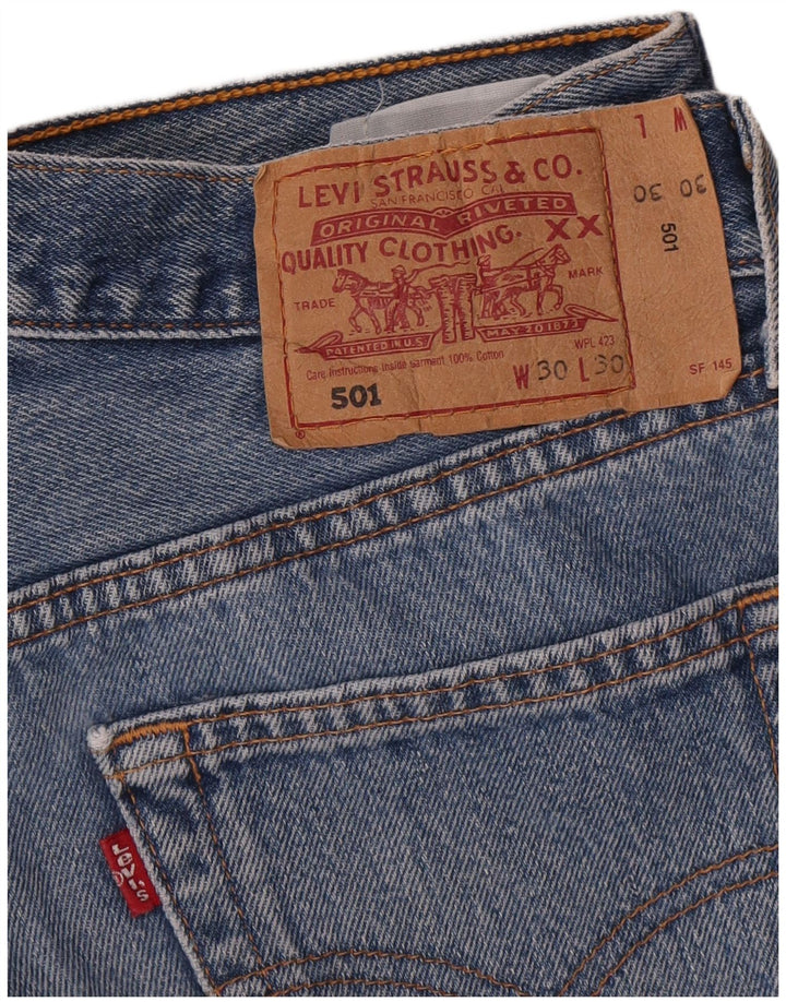 LEVI'S Herre 501 Straight Jeans W30 L30 Blå Bomuld