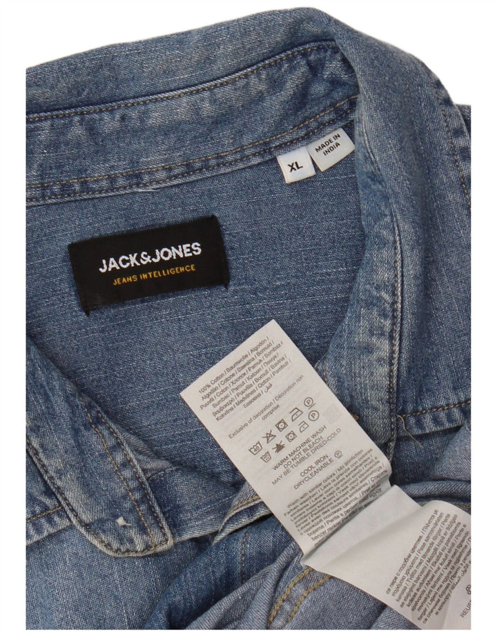 JACK & JONES Denimskjorte til mænd XL Blå Bomuld