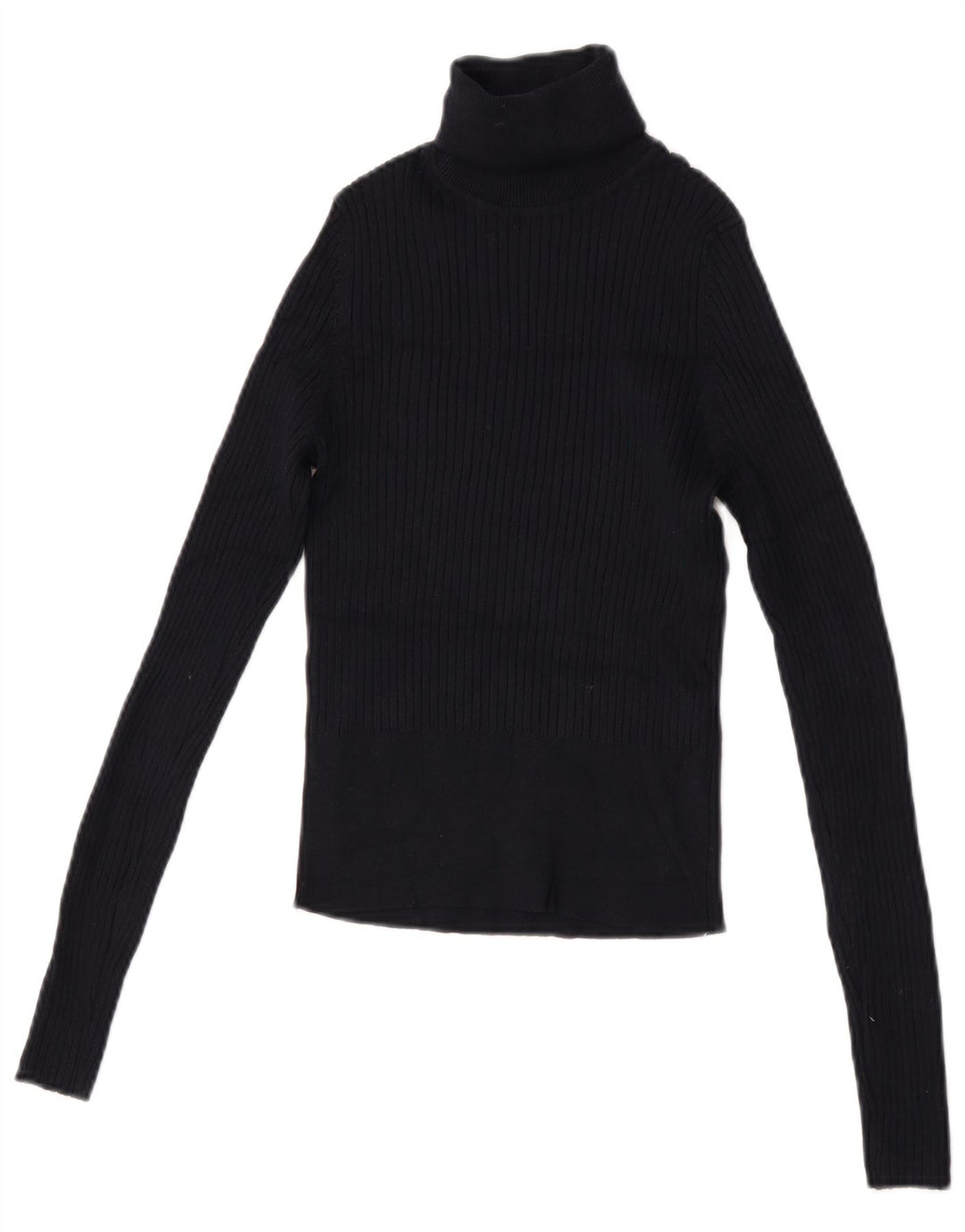 Zara Womens Crop Top Langærmet UK 12 Medium Navy Blue Viscose