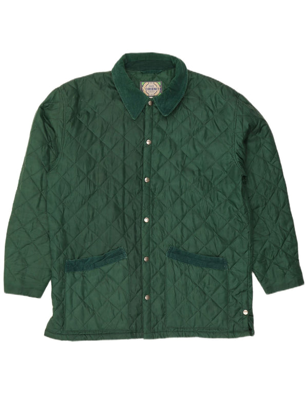 Vintage Mens Quilted Jacket UK 40 Large Green Nylon