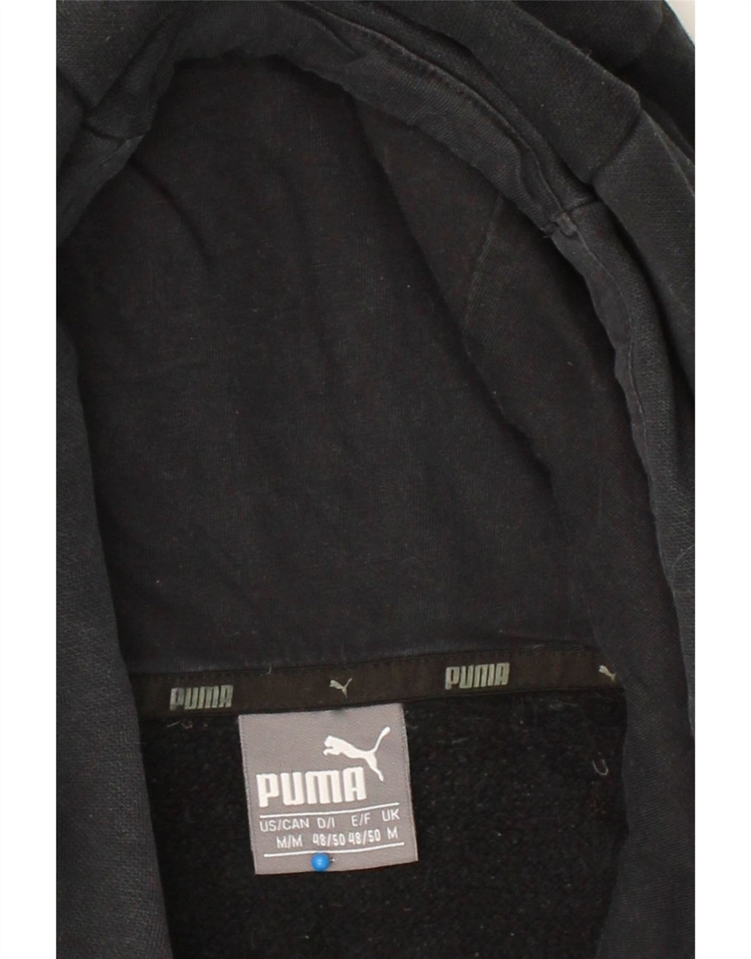 PUMA Mens Graphic Hoodie Jumper Medium Black Cotton Vintage Puma and Second-Hand Puma from Messina Hembry 