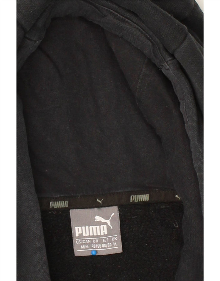 PUMA Mens Graphic Hoodie Jumper Medium Black Cotton Vintage Puma and Second-Hand Puma from Messina Hembry 