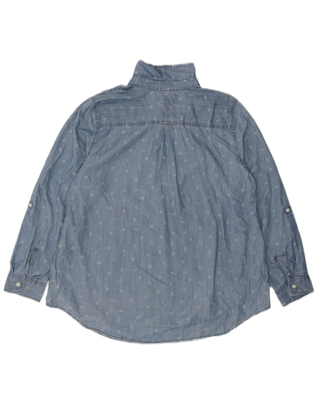 TOMMY HILFIGER Womens Abstract Pattern Denim Pullover Shirt UK 18 XL Blue