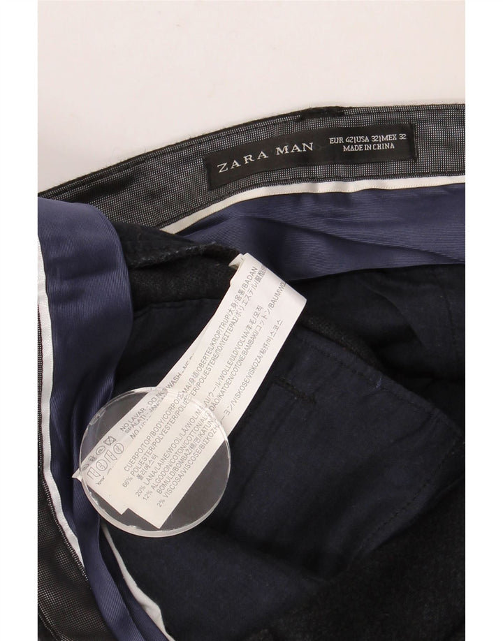 ZARA Slim Chinobukser til mænd EU 42 Large W32 L32 Marineblå polyester