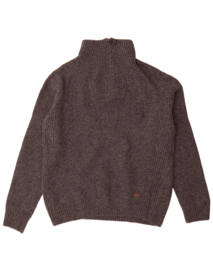 Barbour Herre Loose Fit Zip Neck Jumper Sweater Medium Grey Uld