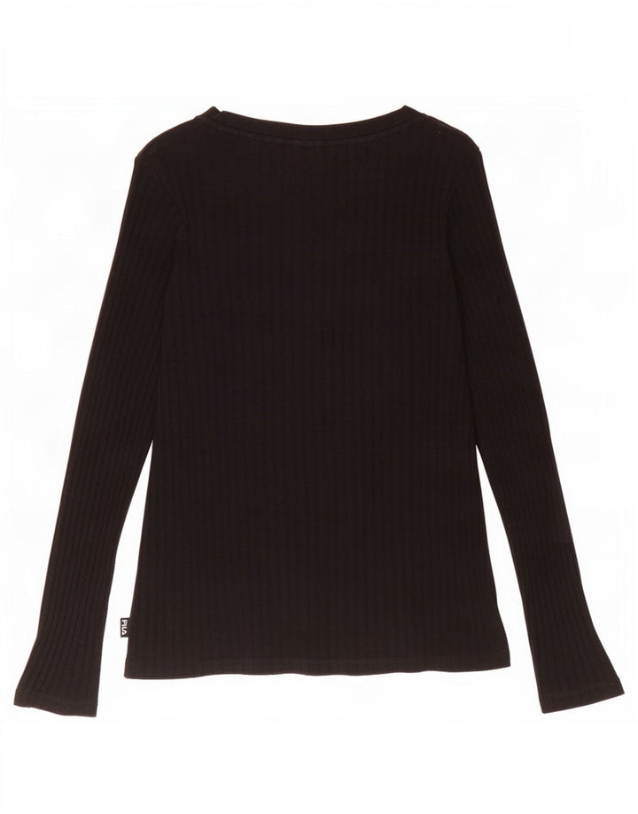 Fila Dame Top Langærmet UK 12 Medium Sort Bomuld
