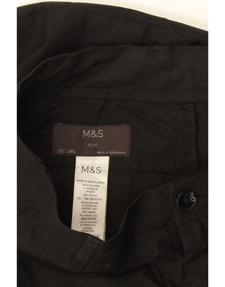 Marks & Spencer Herre Slim Chino Bukser W32 L33 Sort Polyester