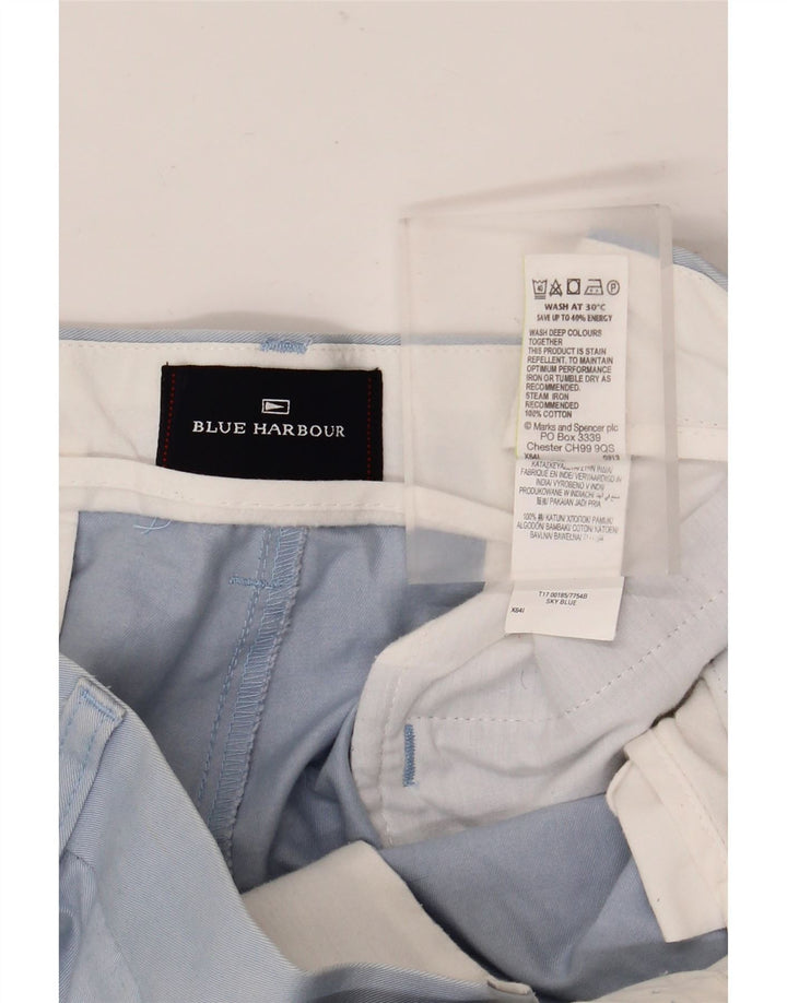 MARKS & SPENCER Herre Blue Harbor Chino Shorts W36 Large Blue Cotton