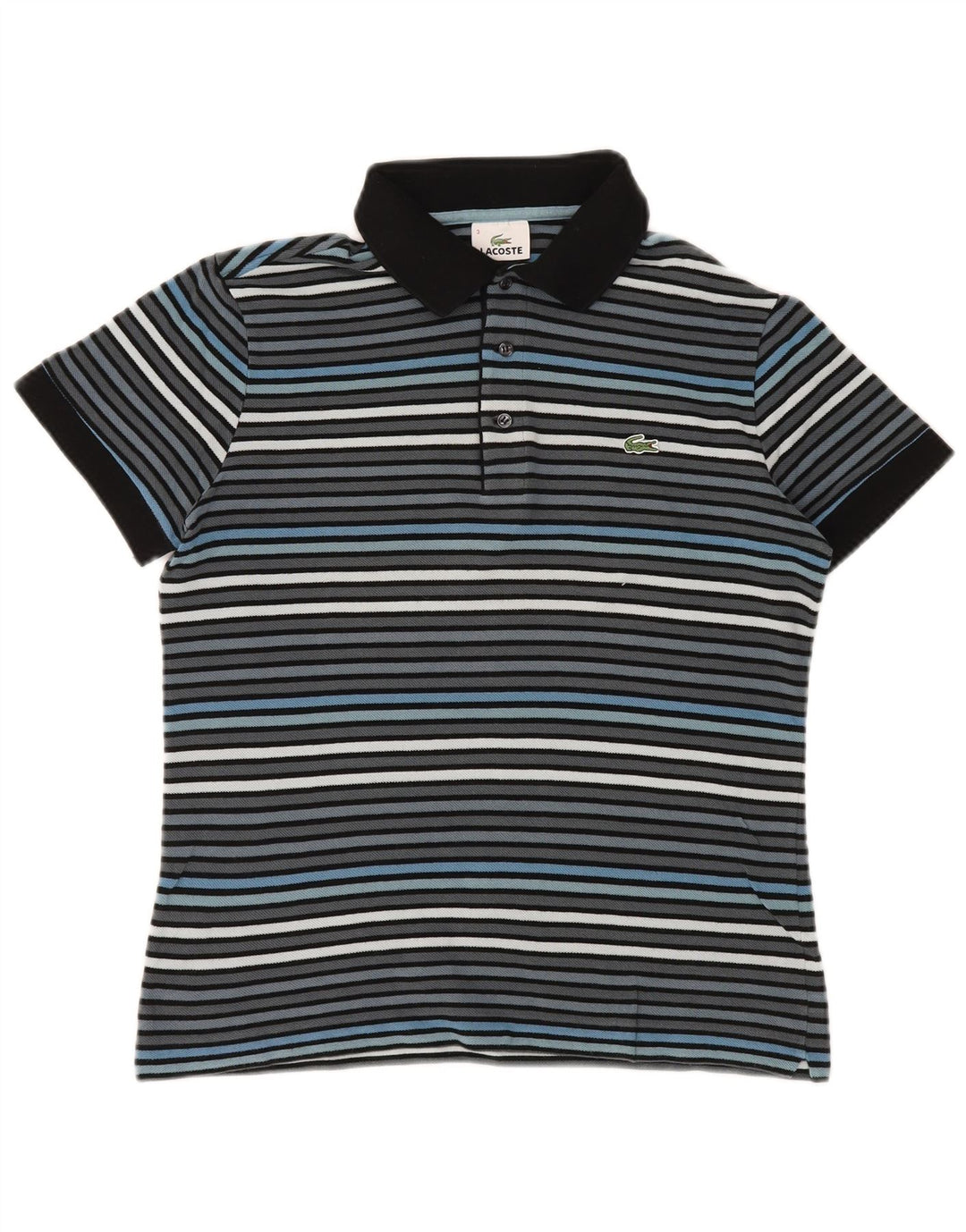 Lacoste herre poloskjorte str. 3 Lille grå stribet bomuld