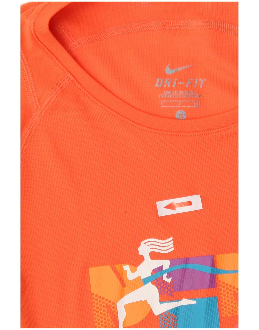 Nike Dame Dri Fit Grafisk T-Shirt Top UK 10 Small Orange Polyester