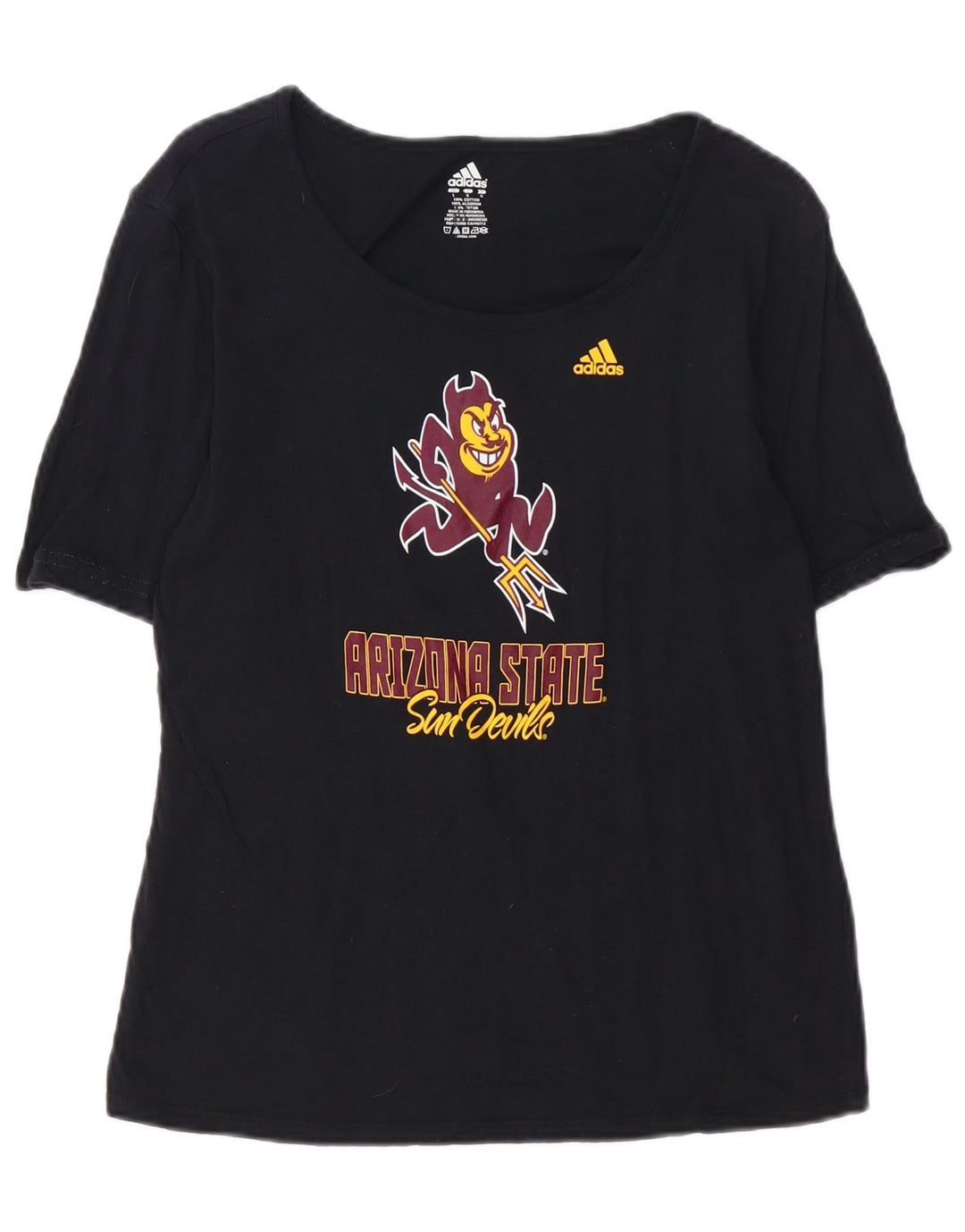 ADIDAS Womens Graphic T-Shirt Top UK 14 Large Black Vintage Adidas and Second-Hand Adidas from Messina Hembry 