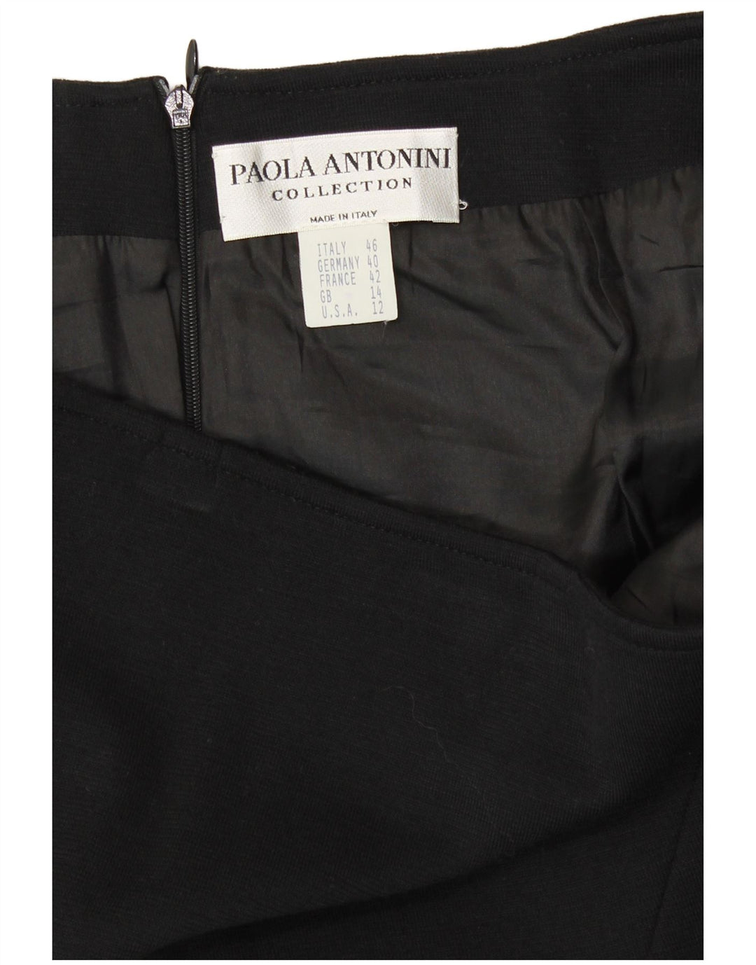 PAOLA ANTONINI Dame A-Line nederdel UK 14 Large W32 Black Wool