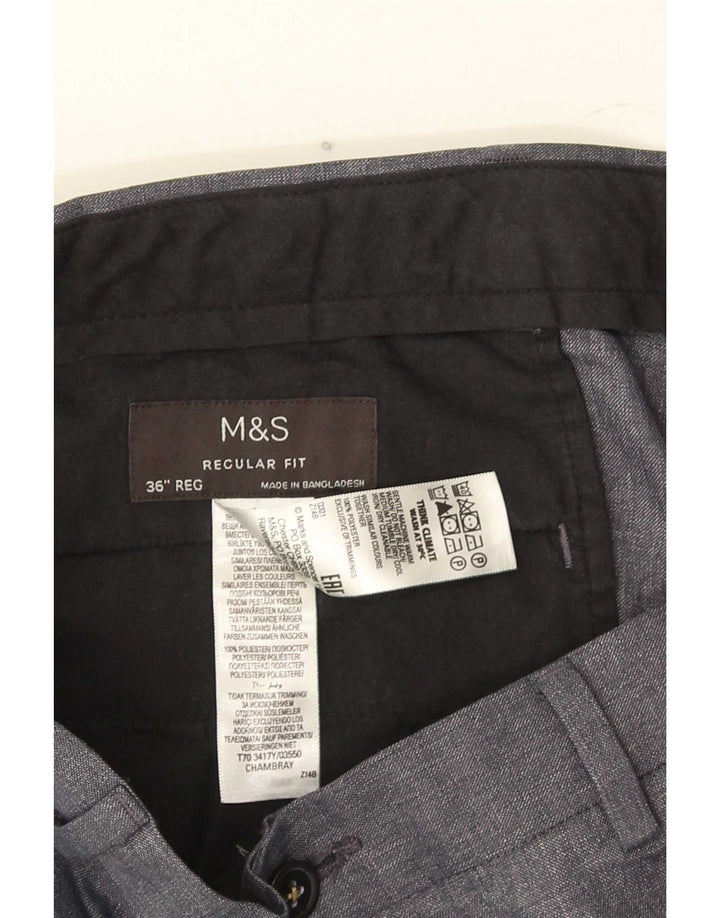 Marks & Spencer Straight Chino-bukser til mænd W36 L30 Grå polyester