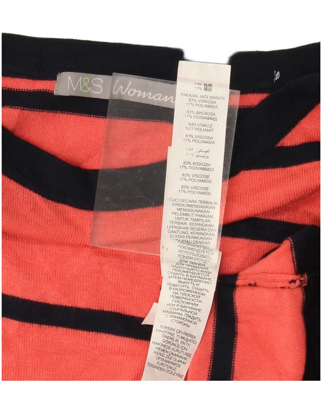 MARKS & SPENCER Dame Boat Neck Jumper Sweater UK 10 Lille rød stribet