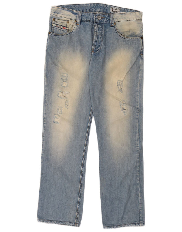 Diesel Herre Timmen Distressed Regular Straight Jeans W32 L32 Blå Bomuld