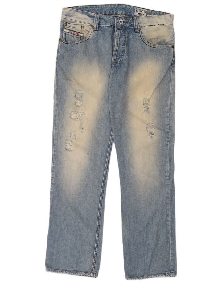 Diesel Herre Timmen Distressed Regular Straight Jeans W32 L32 Blå Bomuld