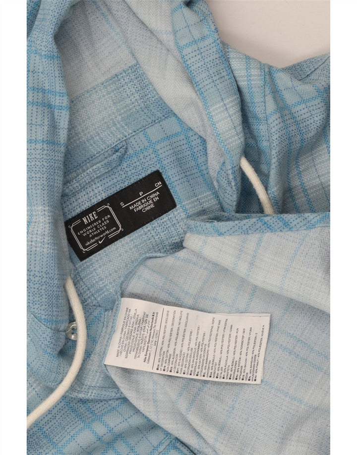 Nike Flanelskjorte med hætte til mænd, lille blå ternet bomuld