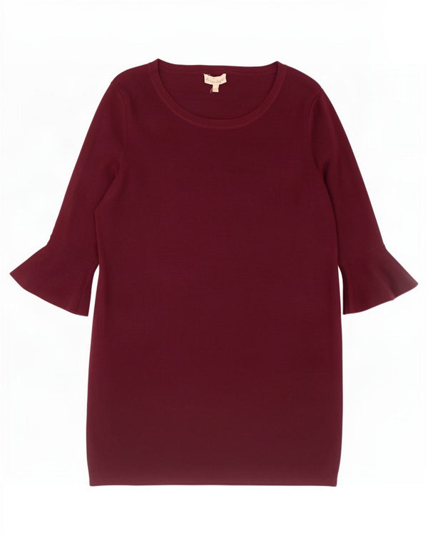 Phase Eight Dame 3/4-ærmet Jumper Dress UK 16 Large Burgundy Viscose
