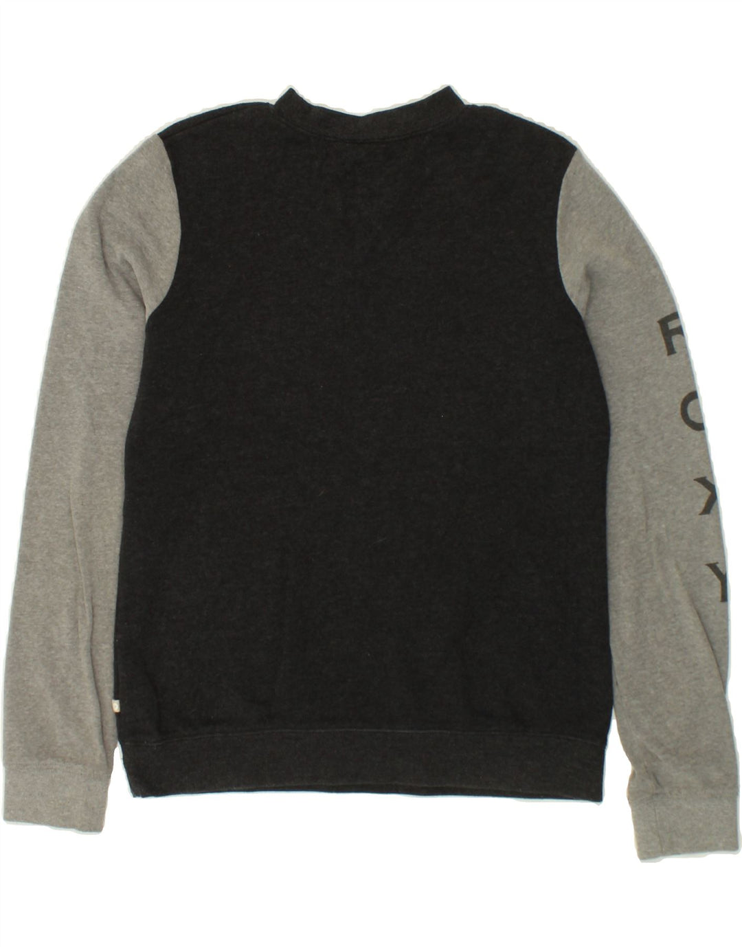 ROXY Womens Graphic Sweatshirt Jumper UK 10 Small Black Colourblock Cotton Vintage Roxy and Second-Hand Roxy from Messina Hembry 