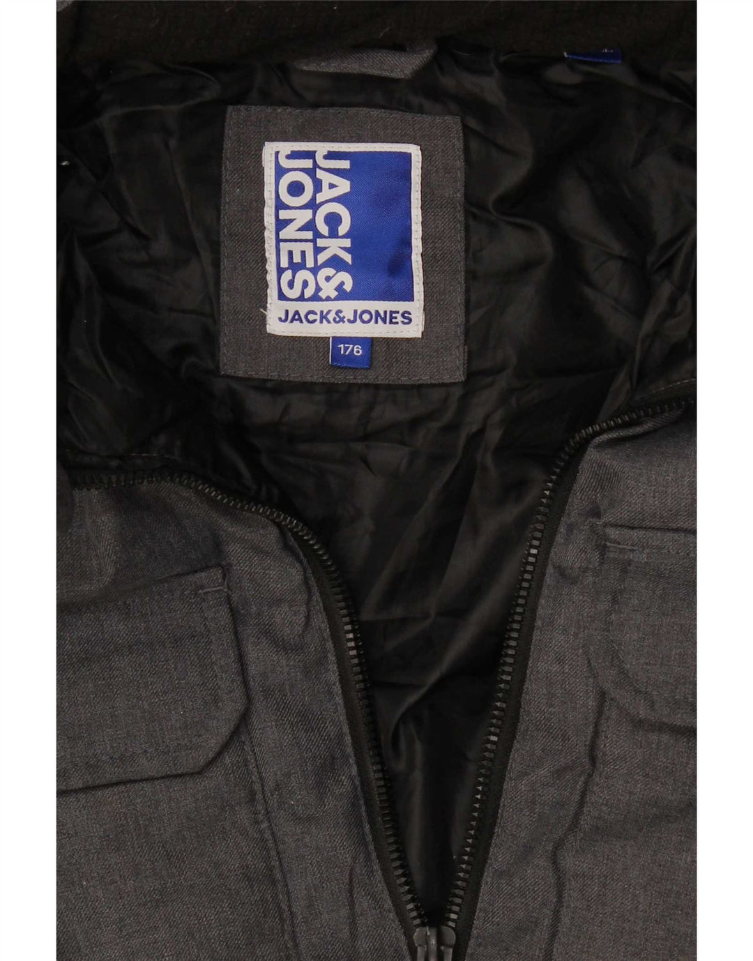 Jack & Jones Polstret jakke med hætte til drenge 15-16 år Gråflettet