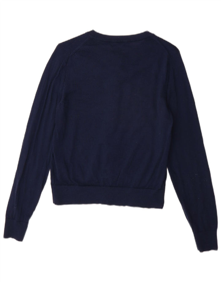Marks & Spencer Dame Cardigan Sweater UK 14 Medium Navy Blue Merino Wool