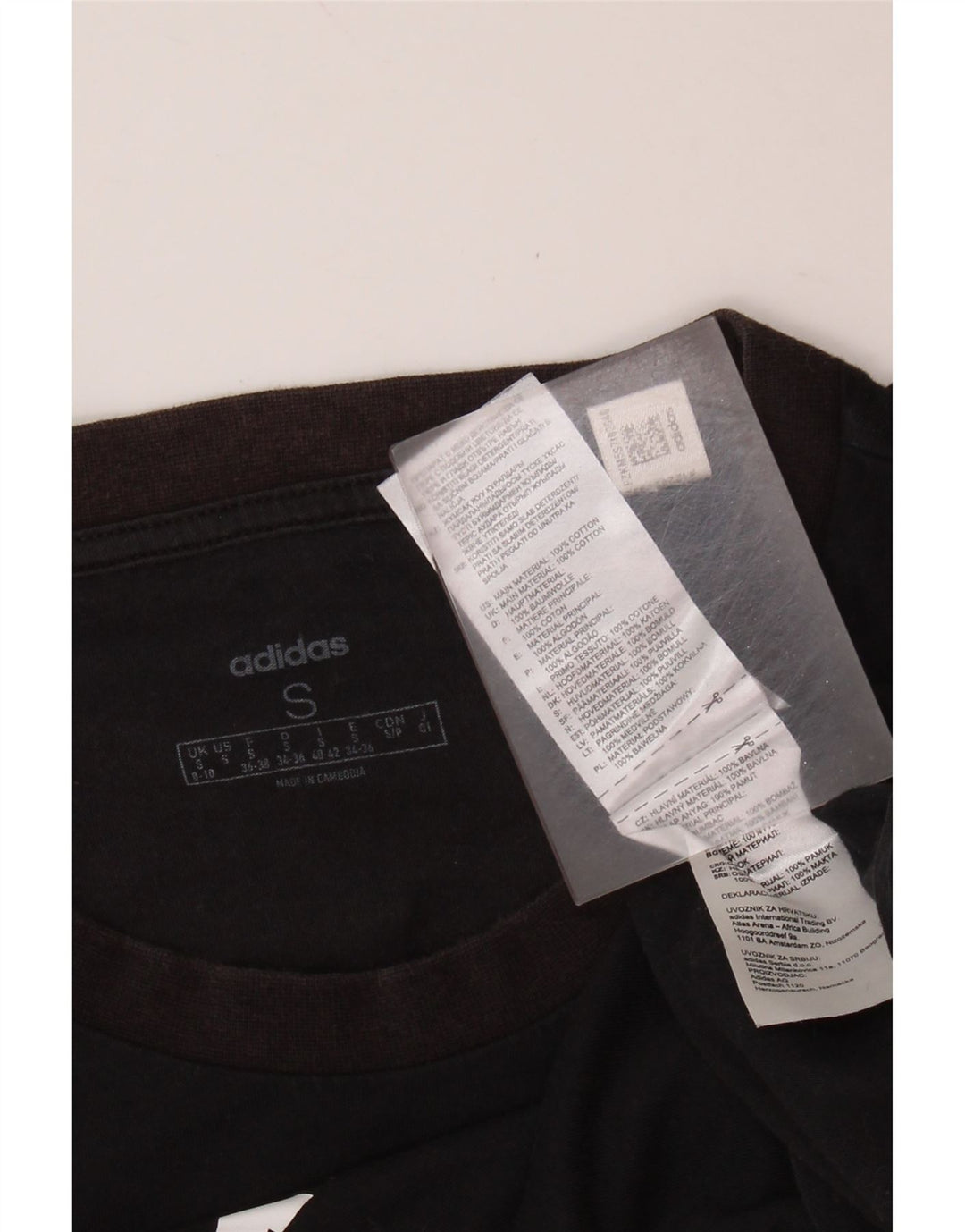 ADIDAS Grafisk T-shirt top til kvinder UK 8/10 Lille sort bomuld