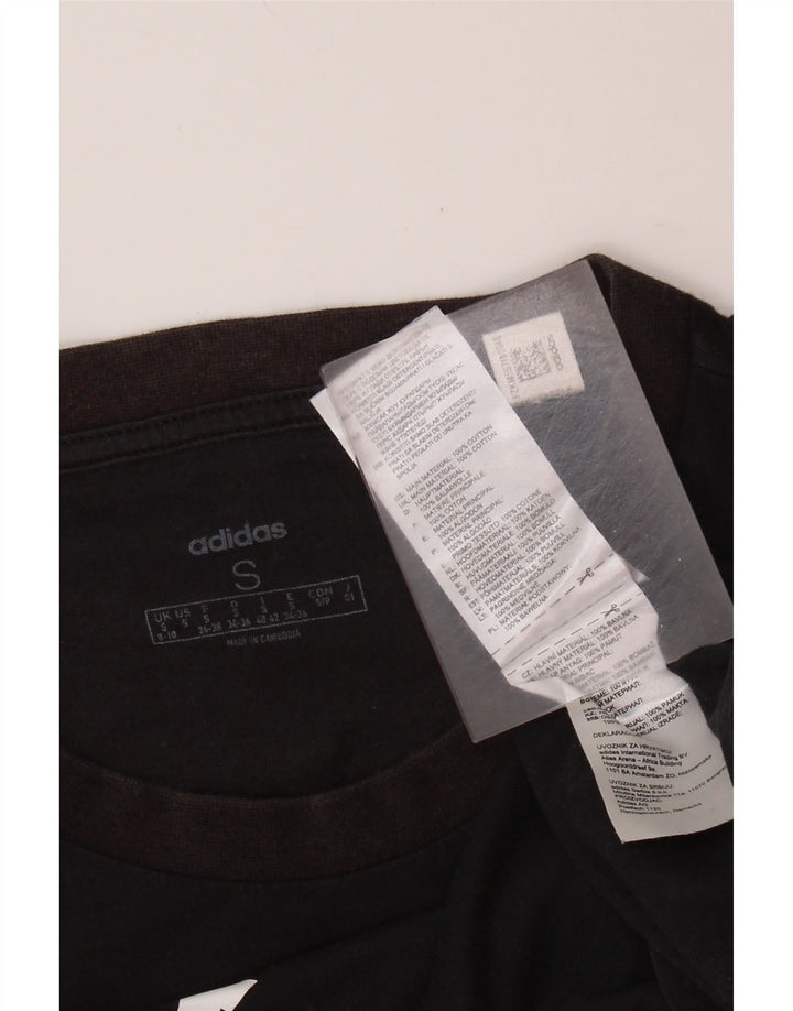 ADIDAS Grafisk T-shirt top til kvinder UK 8/10 Lille sort bomuld