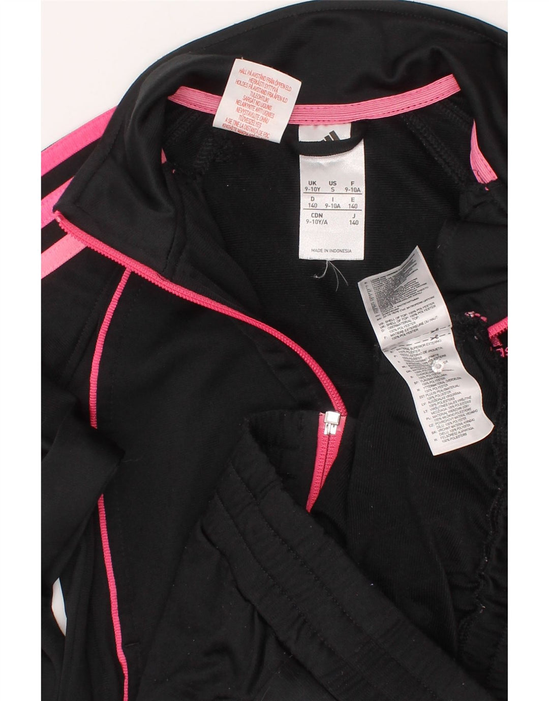 Adidas Pige Træningsdragt Topjakke 9-10 År Sort Polyester