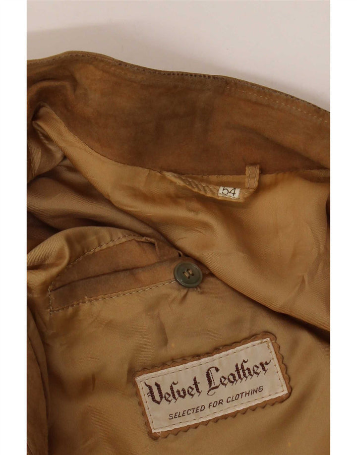 Vintage herre ruskindsjakke IT 54 XL beige læder