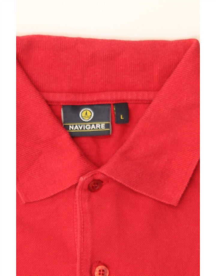 NAVIGARE Mens Polo Shirt Large Red Cotton Vintage Navigare and Second-Hand Navigare from Messina Hembry 