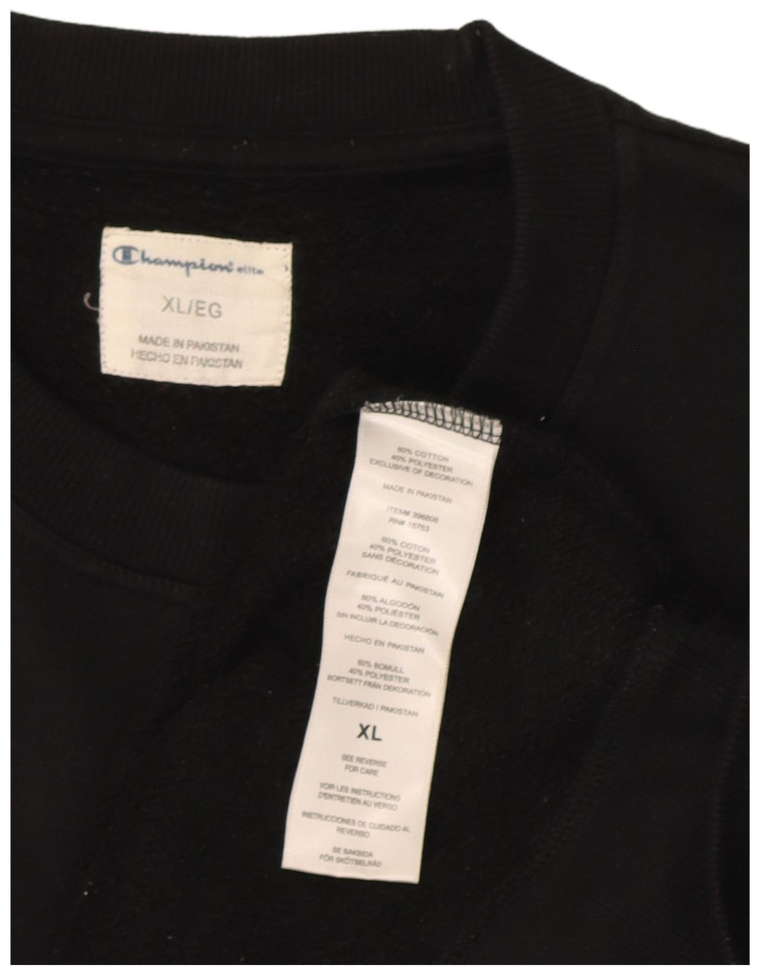 Champion Herre Sweatshirt Jumper XL Sort Bomuld