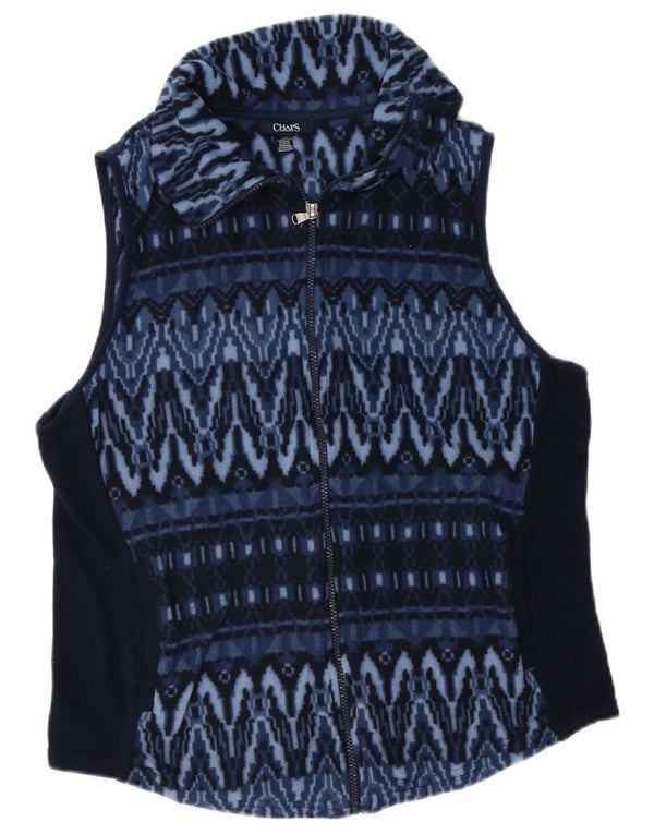 Chaps Dame Fleece Gilet UK 16 Large Navy Blue Geometrisk Polyester