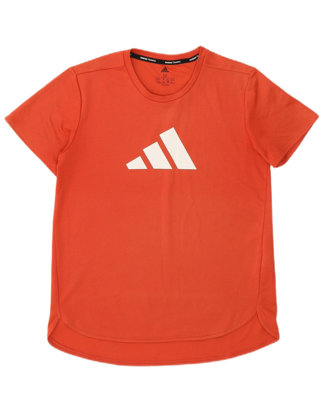Adidas Grafisk T-Shirt Top UK 12/14 Medium Orange Polyester til kvinder