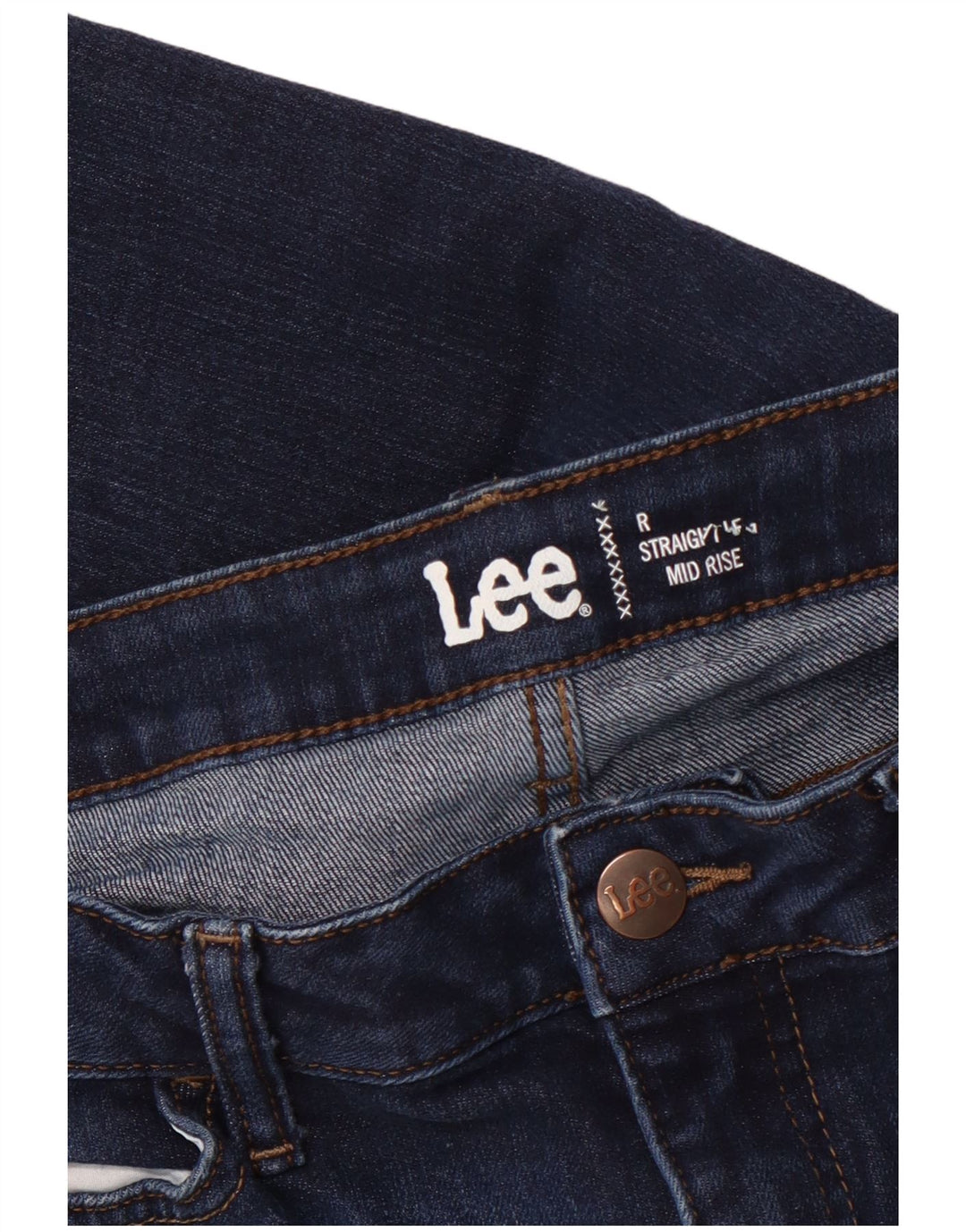 LEE Dame Crop Mid Rise Straight Jeans W32 L25 Navy Blue