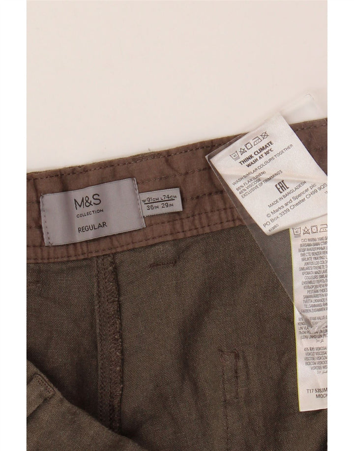 MARKS & SPENCER Herre Regular Fit Chinobukser W36 L29 Brun hør