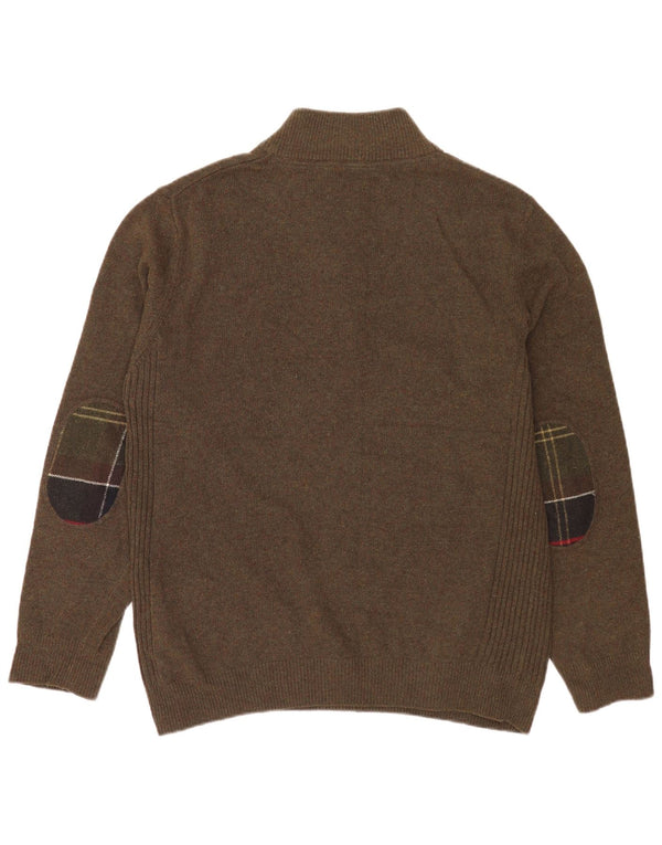 Barbour Herre Zip Neck Jumper Sweater XL Khaki Wool
