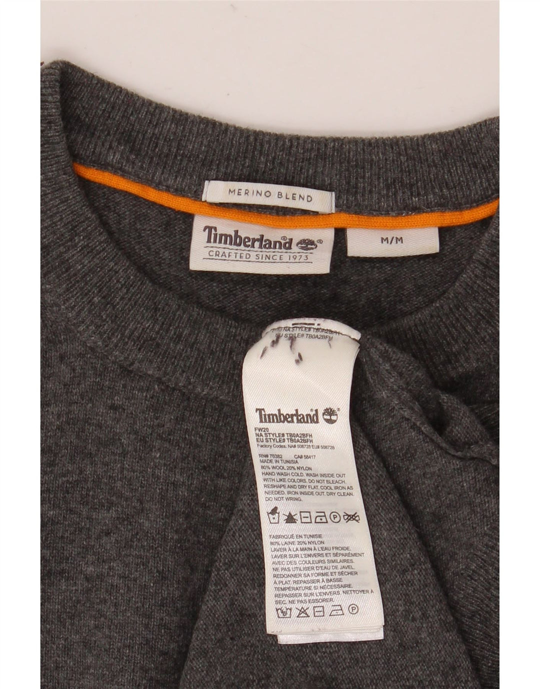 Timberland Herre sweater med rund hals, mellemgrå uld