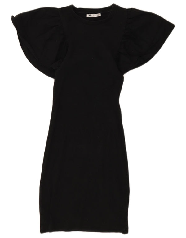 Zara Womens Batwing Bodycon Dress UK 8 Small Black Bomuld