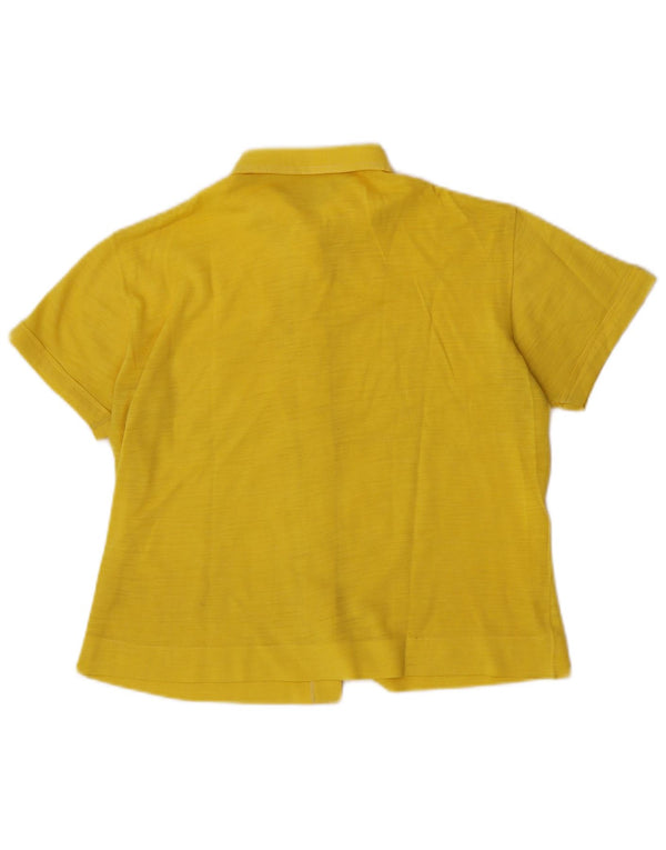 Vintage kortærmet skjorte til kvinder UK 14 Medium Yellow