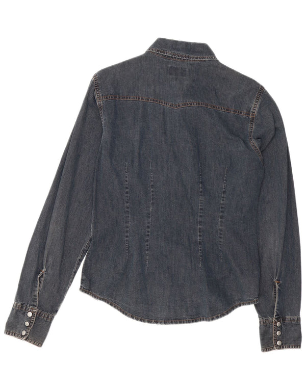 SWISH Dame Denim Shirt UK 14 Stor Marineblå Bomuld