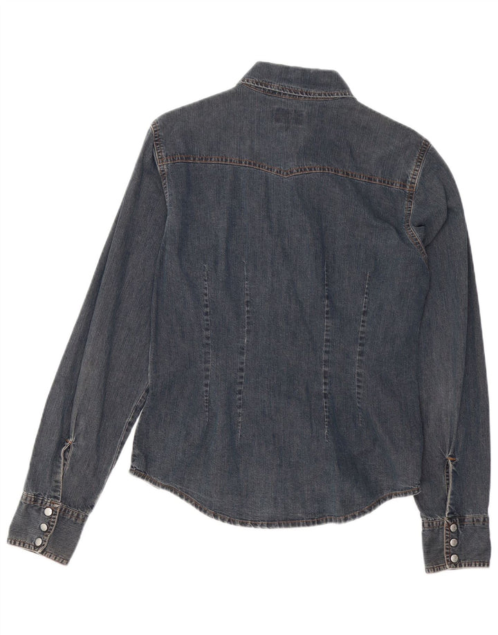 SWISH Dame Denim Shirt UK 14 Stor Marineblå Bomuld