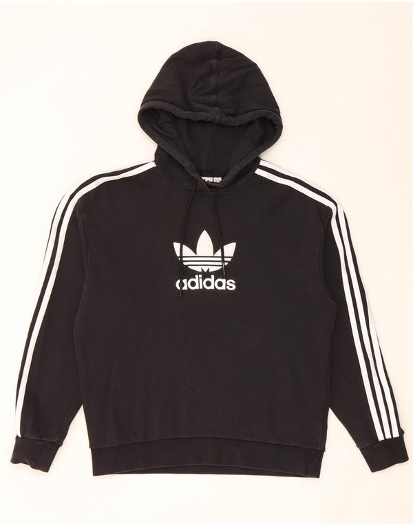 Adidas Graphic Oversized Hoodie Jumper UK 6 XS Sort Bomuld