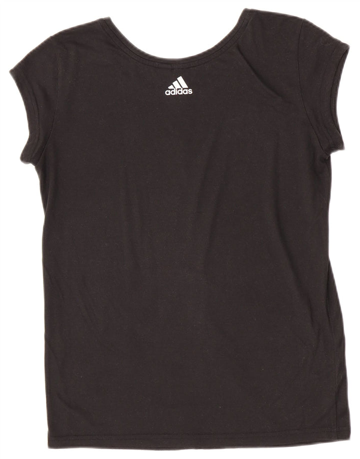 Adidas Dame Grafisk T-Shirt Top UK 12 Medium Sort