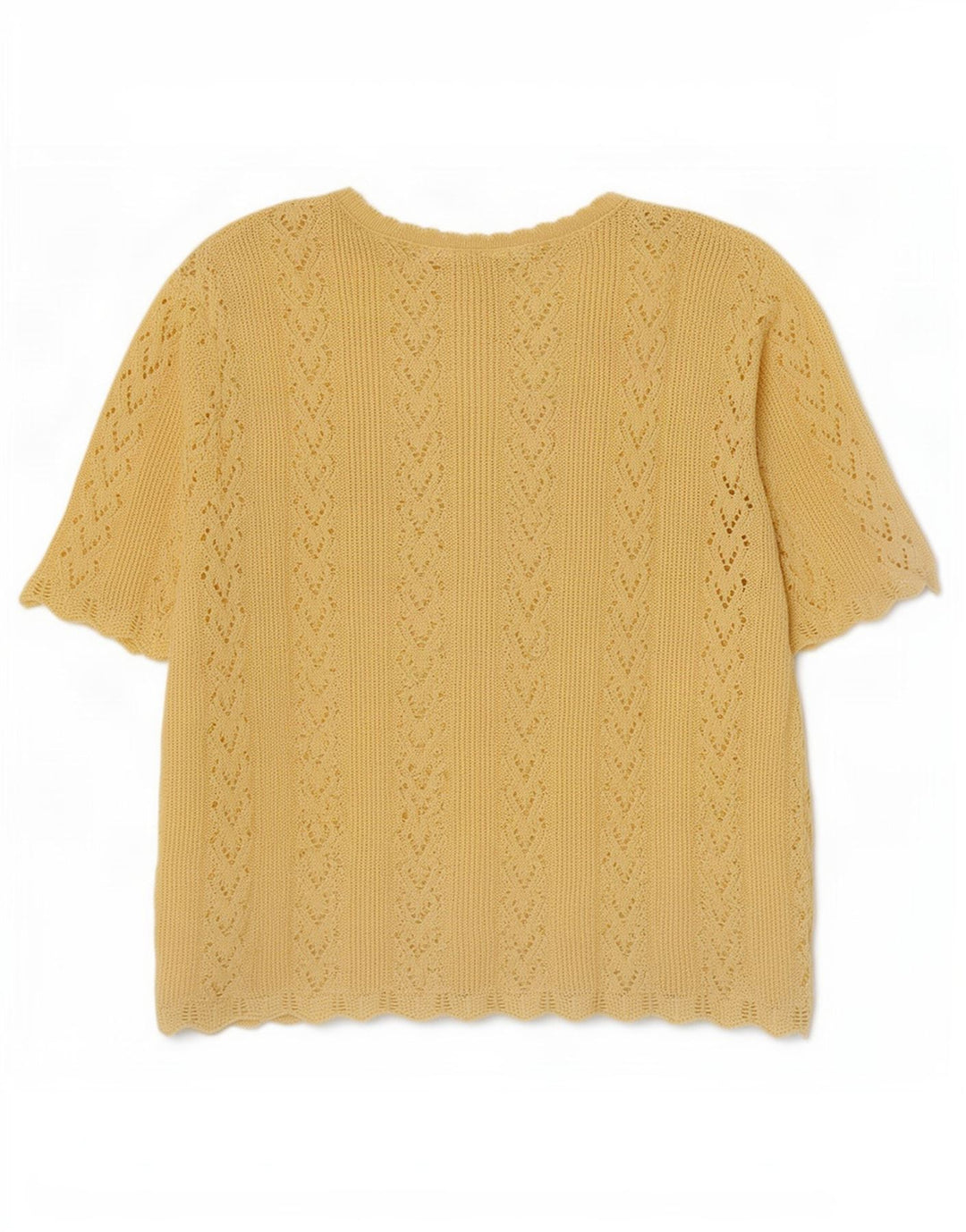 Vintage Kvinders Oversized Knit Bluse Top UK 14 Medium Yellow