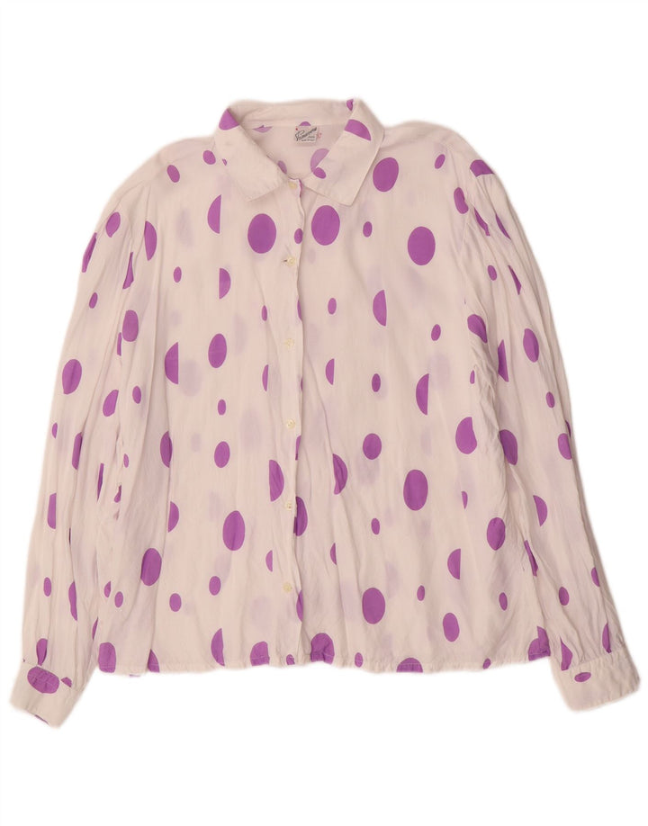 Primavera Firenze Dame Skjorte Bluse UK 14 Medium Hvid Plettet